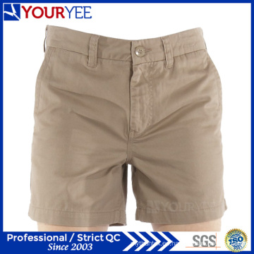 Corto de peso ligero de algodón de color caqui algodón twill mujeres pantalones cortos (YGK116)